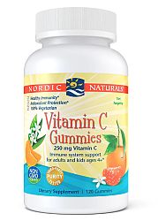 Nordic Naturals Vitamin C Gummies (mandarinka), 250 mg, 120 gumových bonbónů