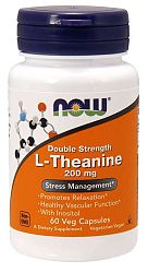 NOW® Foods NOW L-Theanine s Inositolom Double Strength, 200 mg, 60 rastlinných kapsúl