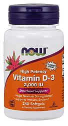 NOW® Foods NOW Vitamín D3, 2000 IU, 240 softgel kapsúl
